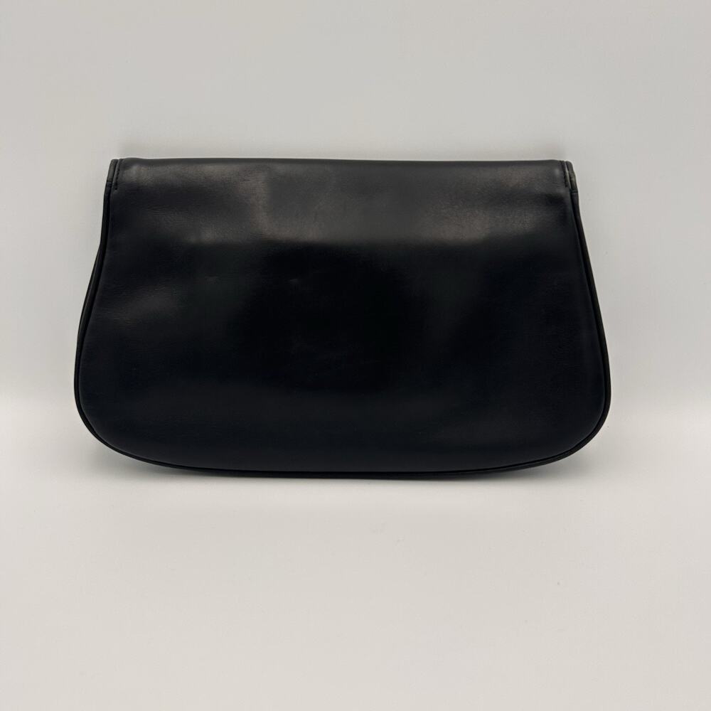 Vintage Gucci GG Blondie Clutch Black Leather 1970s Rare MINT CONDITION - Picture 2 of 11